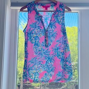 Lily Pulitzer Like New Essie Tank Top Pineapple Print Size L